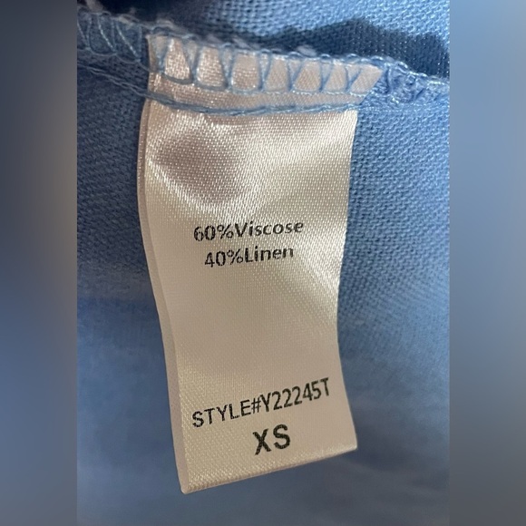 Tuckernuck Dress Women's XS XSmall Smocked Mini Linen Blend Puff Sleeve Blue - Picture 8 of 9